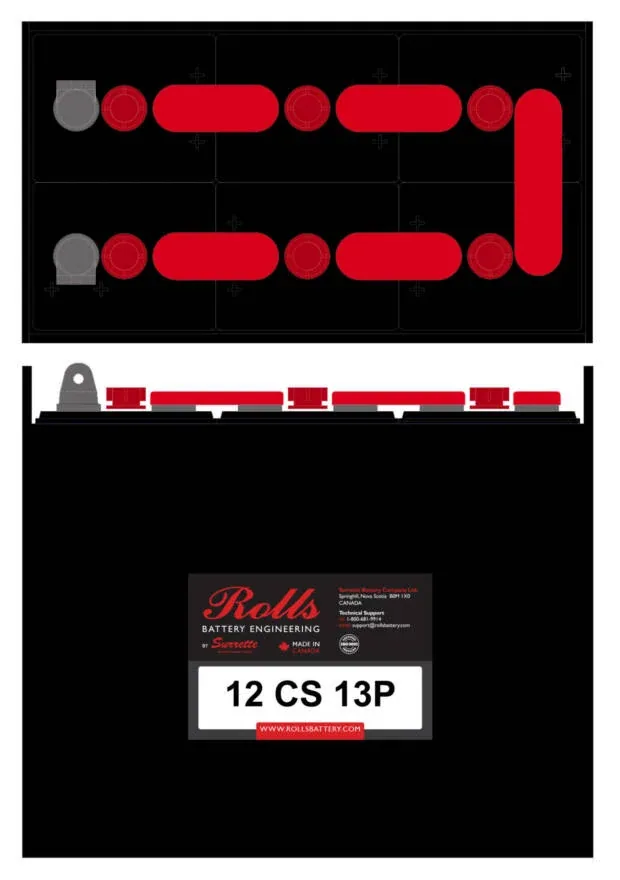 Rolls Surrette 12-CS13P 12VDC 445Ah Deep Cycle Battery — visuel 3