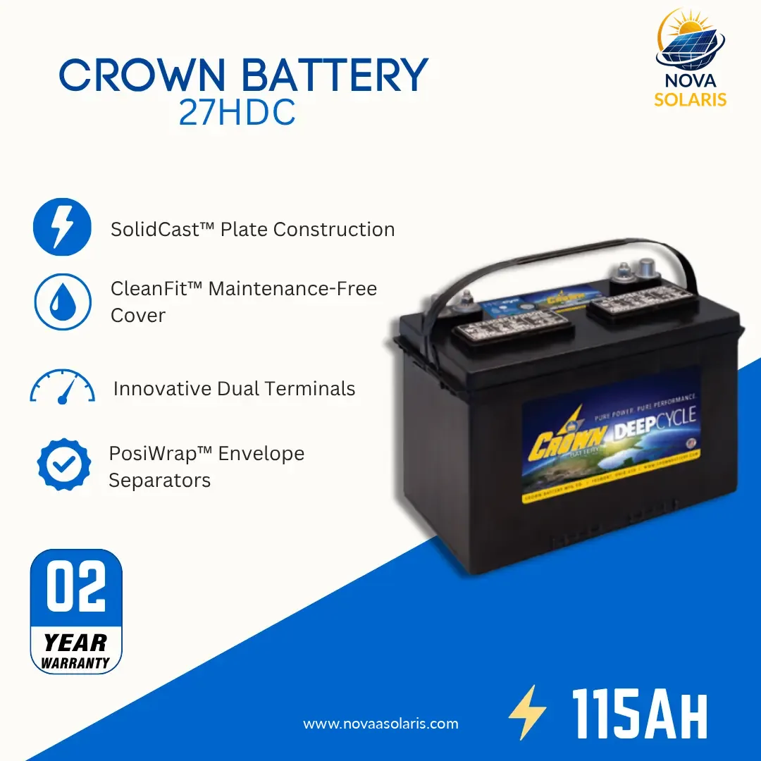 Crown 27HDC 115Ah 12VDC New Wave Marine Battery
