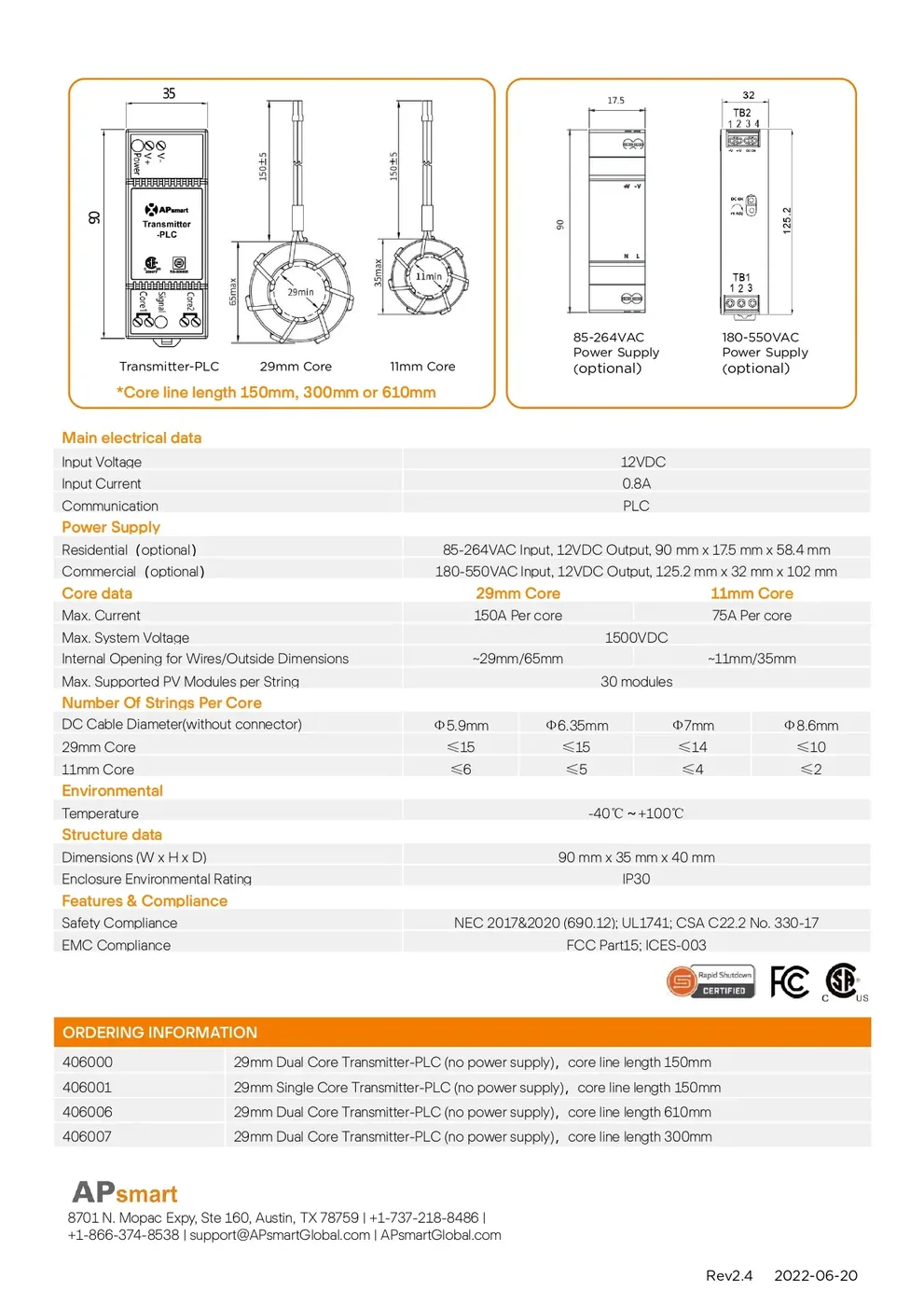 APsystems 406001 Single Core Transmitter PLC — visuel 2