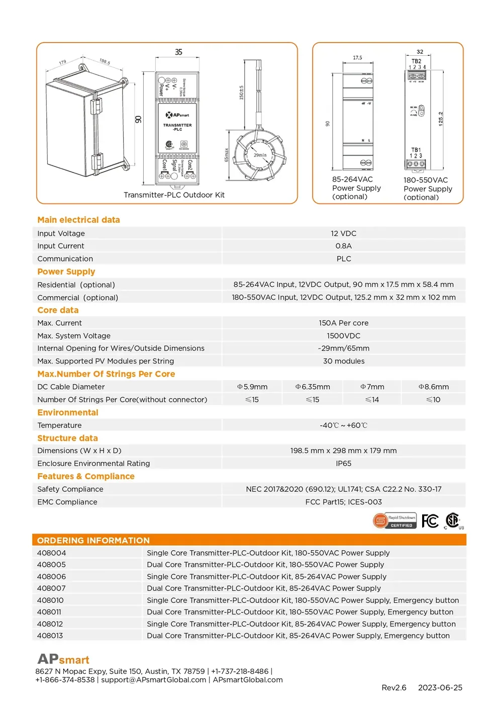 APsystems 408006 Single Core Transmitter PLC Outdoor Kit (85-264VAC) — visuel 2