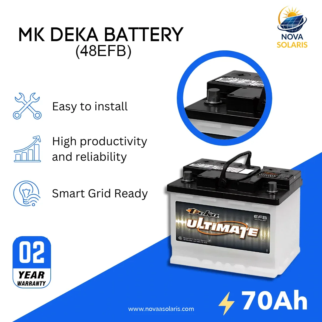Mk Deka 48EFB 70Ah 12VDC Enhanced Flooded Battery