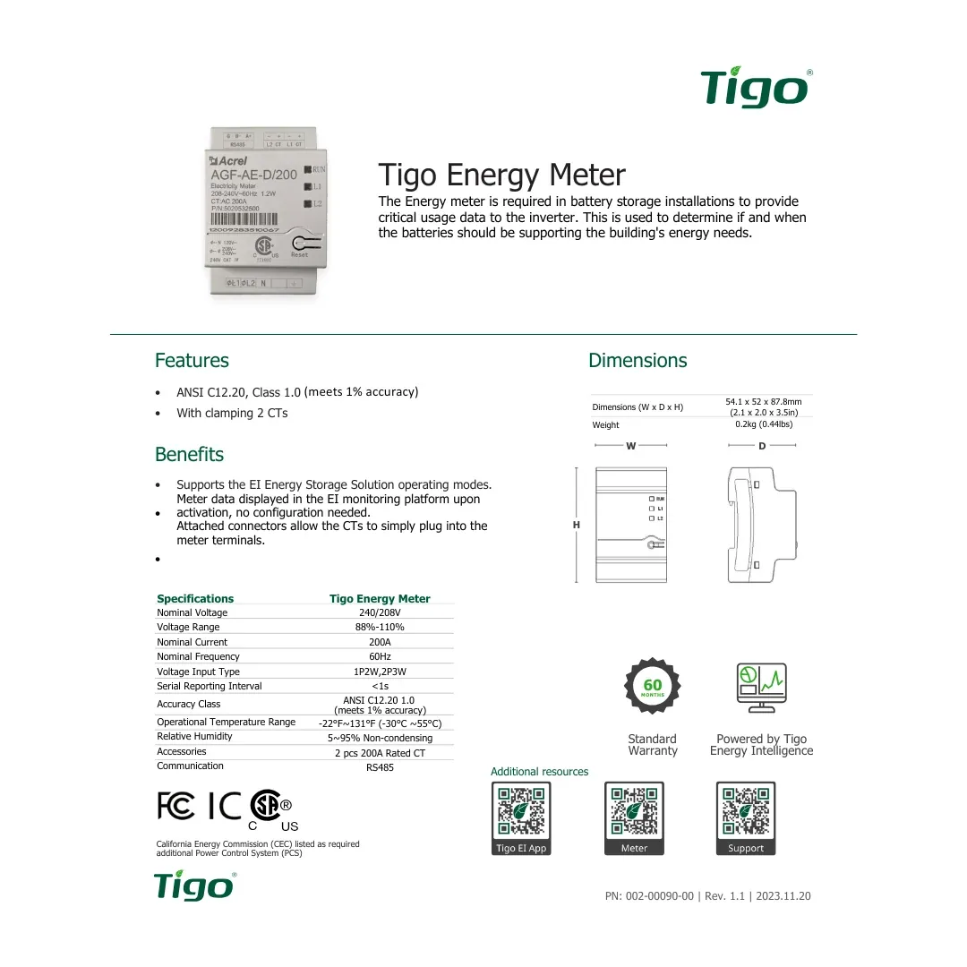 Tigo 605-00200-00 200A, 2CTs, Energy Meter — visuel 2
