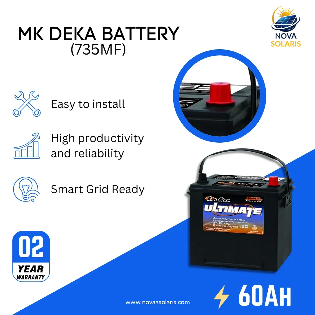 MK Deka 735MF 60Ah 12VDC Flooded Lead-Acid Battery
