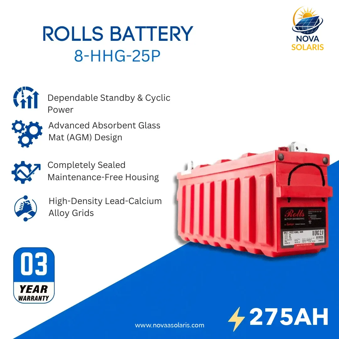 Rolls Surrette 8-HHG-25P 275Ah 8VDC Deep Cycle Battery