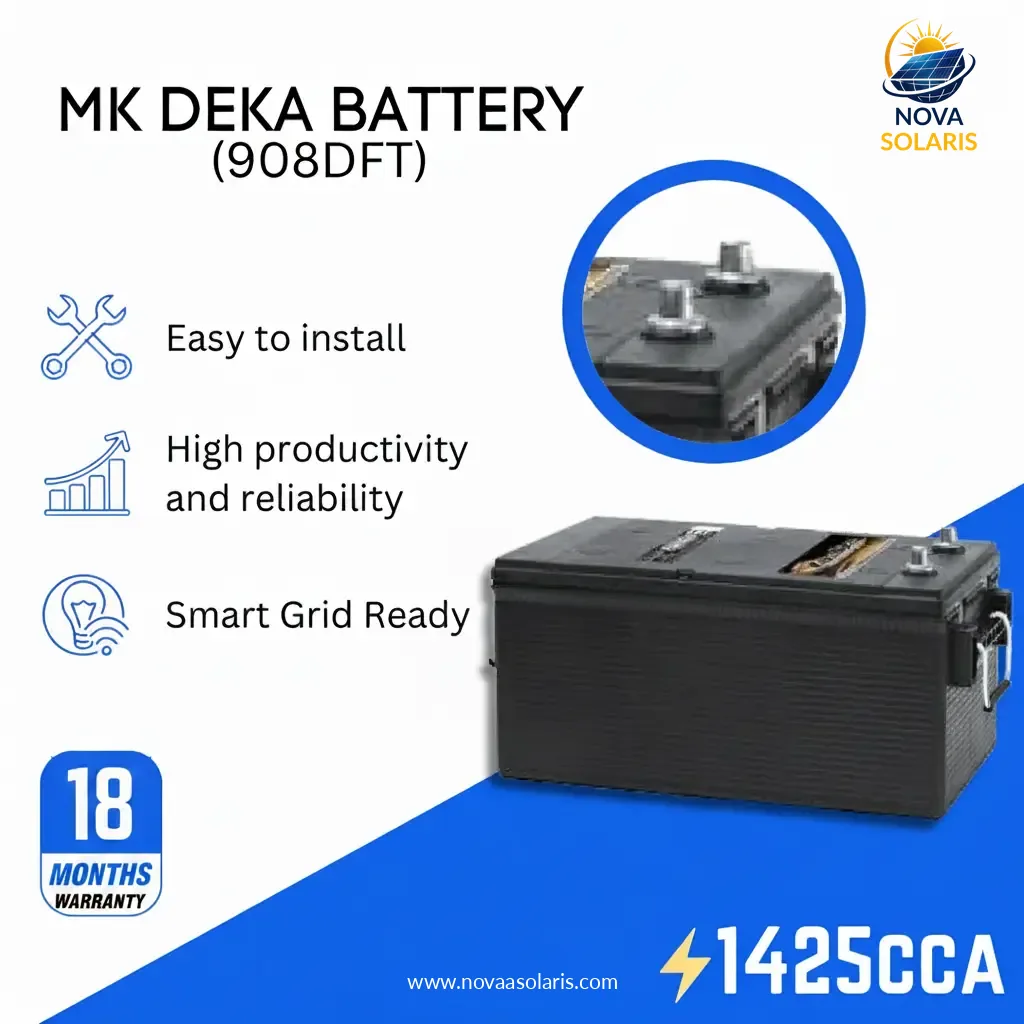 MK Deka 908DFT 12VDC Flooded Lead-Acid Battery