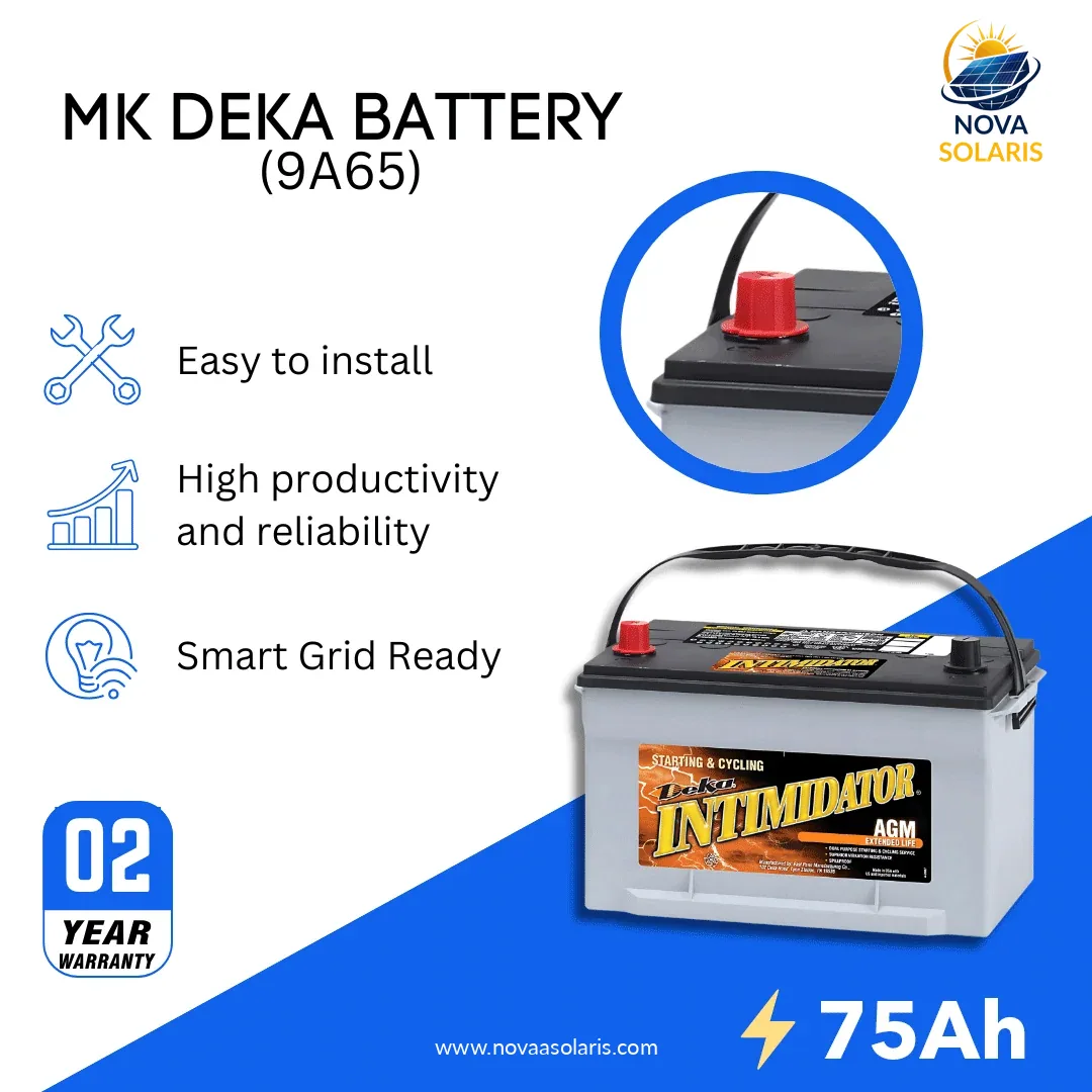 MK Deka 9A65 75Ah 12VDC Sealed Lead-Acid AGM Battery