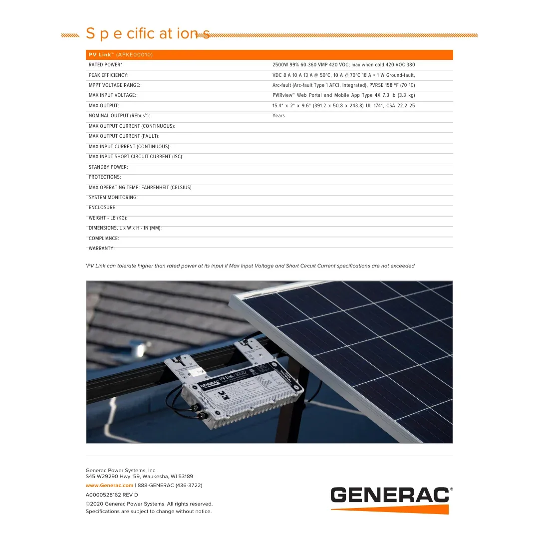 Generac APKE00010 PV Link - 2500W MPPT Substring Optimizer — visuel 2