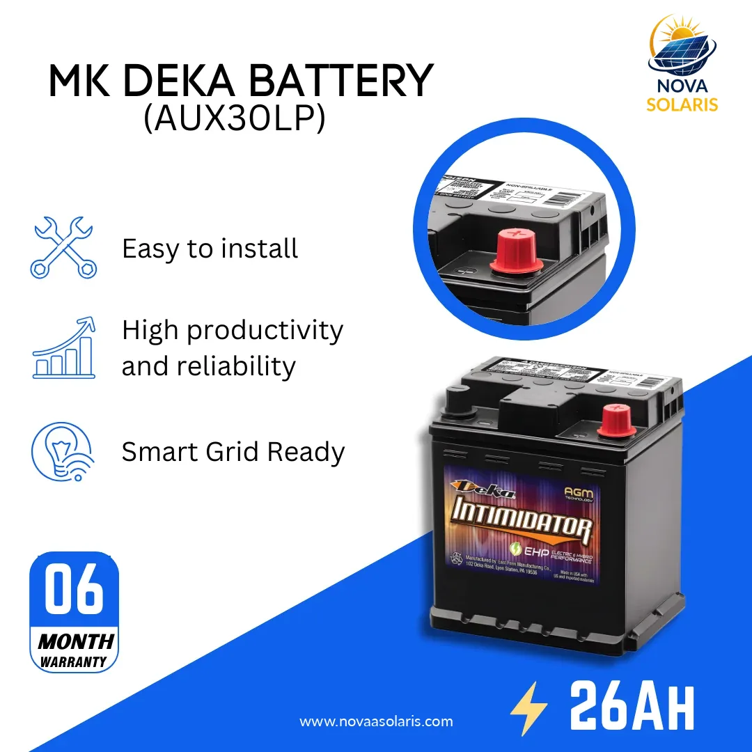 MK Deka AUX30LP 26Ah 12VDC Absorbed Glass Mat (AGM)