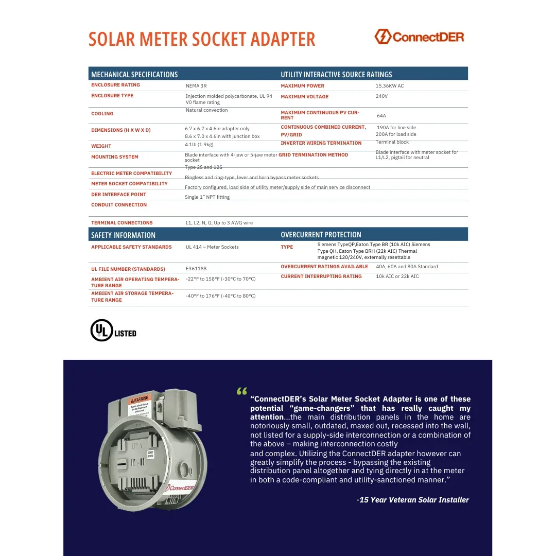 ConnectDER CDR-V5.2-CB5-22-80 80A Meter Socket Adapter (MSA) — visuel 2
