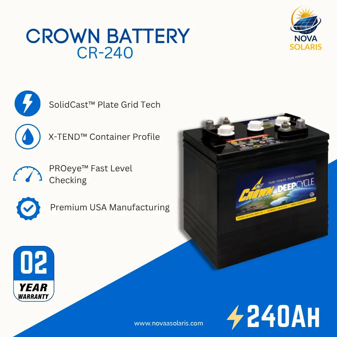 Crown CR-240 6VDC 240Ah Commercial Deep Cycle Battery