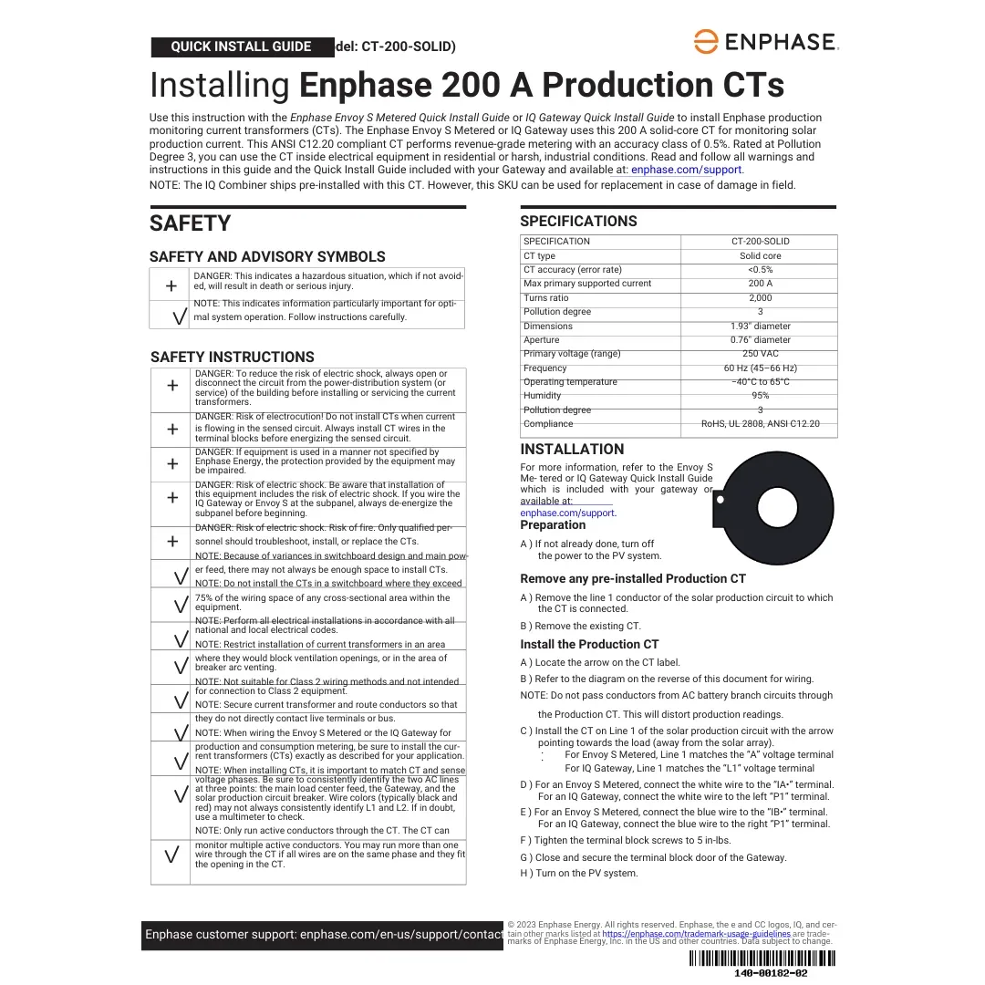 Enphase CT-200-SOLID Solid Core 200A Current Transformer — visuel 2