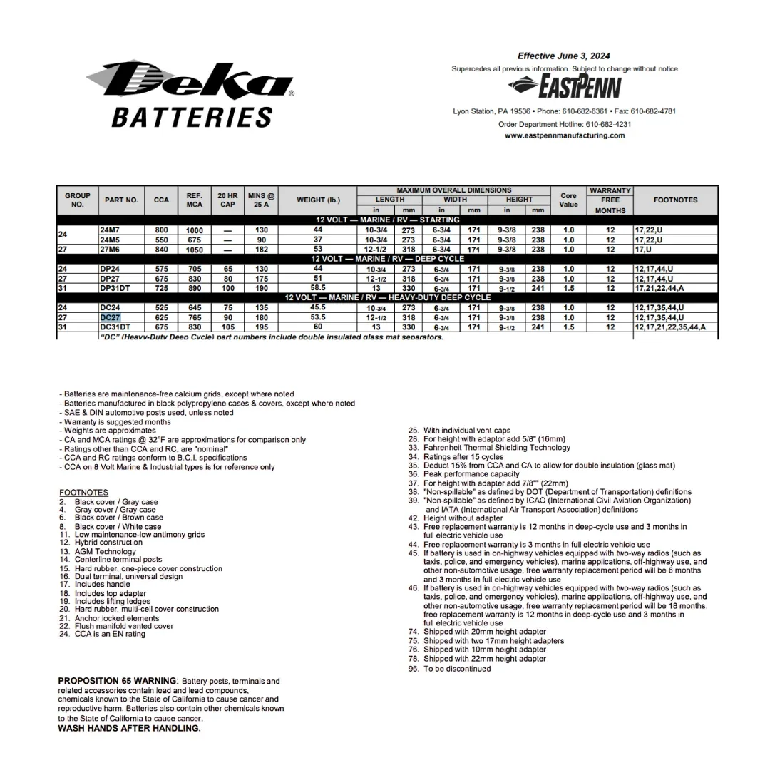 MK Deka DC27 12VDC Flooded Lead-Acid Battery — visuel 2