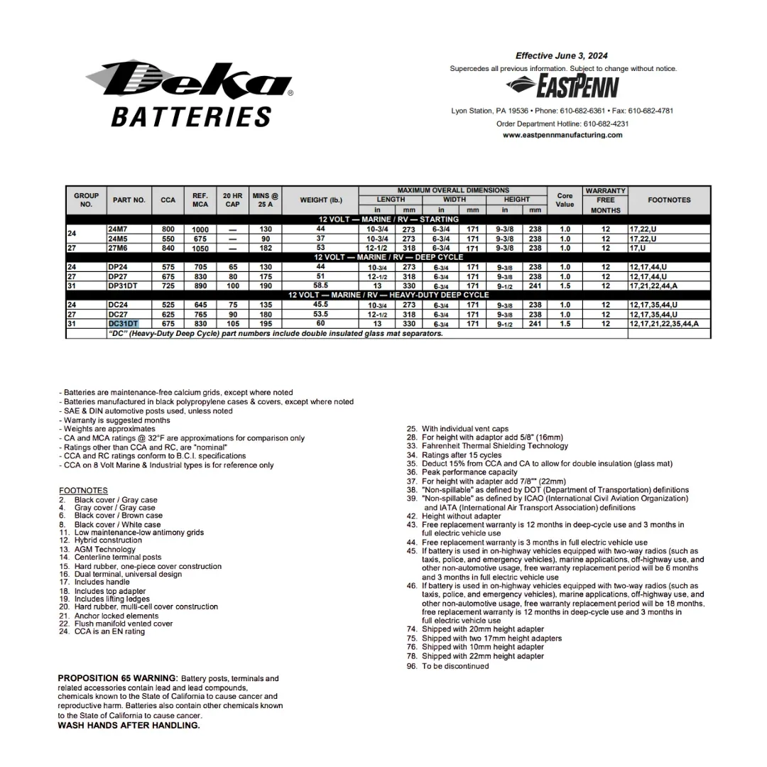 MK Deka DC31DT 12VDC Flooded Lead-Acid Battery — visuel 2