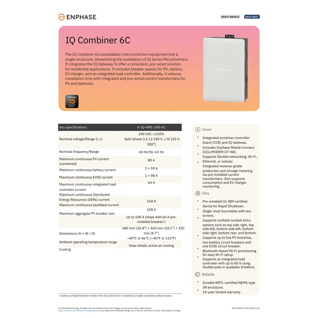 Enphase X-IQ-AM1-240-6C IQ Combiner 6C Gateway — visuel 2