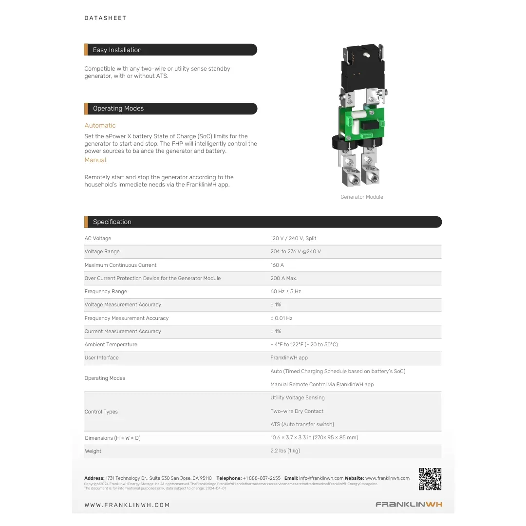 FranklinWH FWH-ACCY-GENV2-US Generator-backup Smart Controller, 200A, 120/240Vac, with CTs — visuel 2