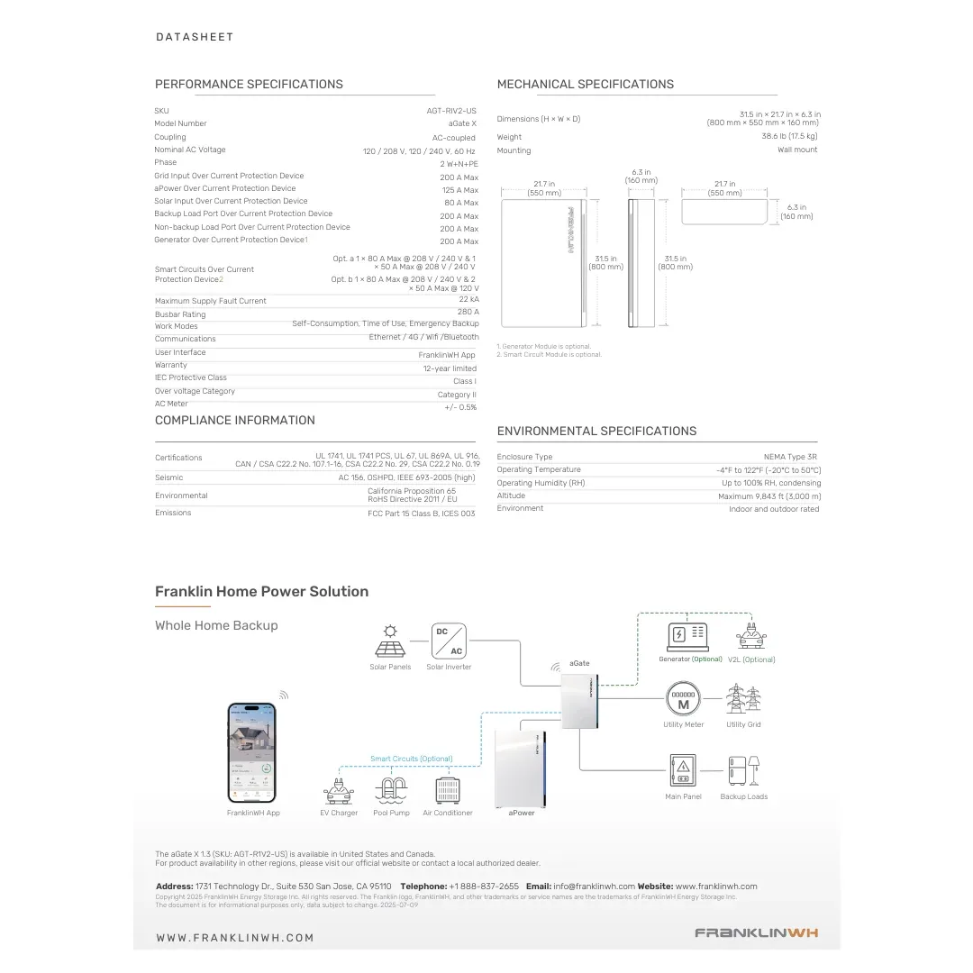 FranklinWH aGate X AGT-R1V2-US Energy Management Device — visuel 2