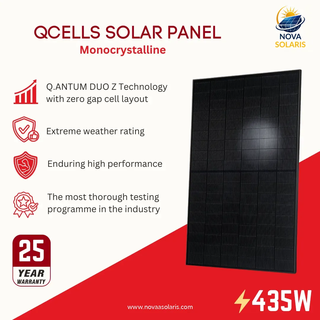 Qcells HQC-435QTRON-MG2-PLUS-BK 435Watt 108 Half-Cell All Black Monocrystalline Solar Panel
