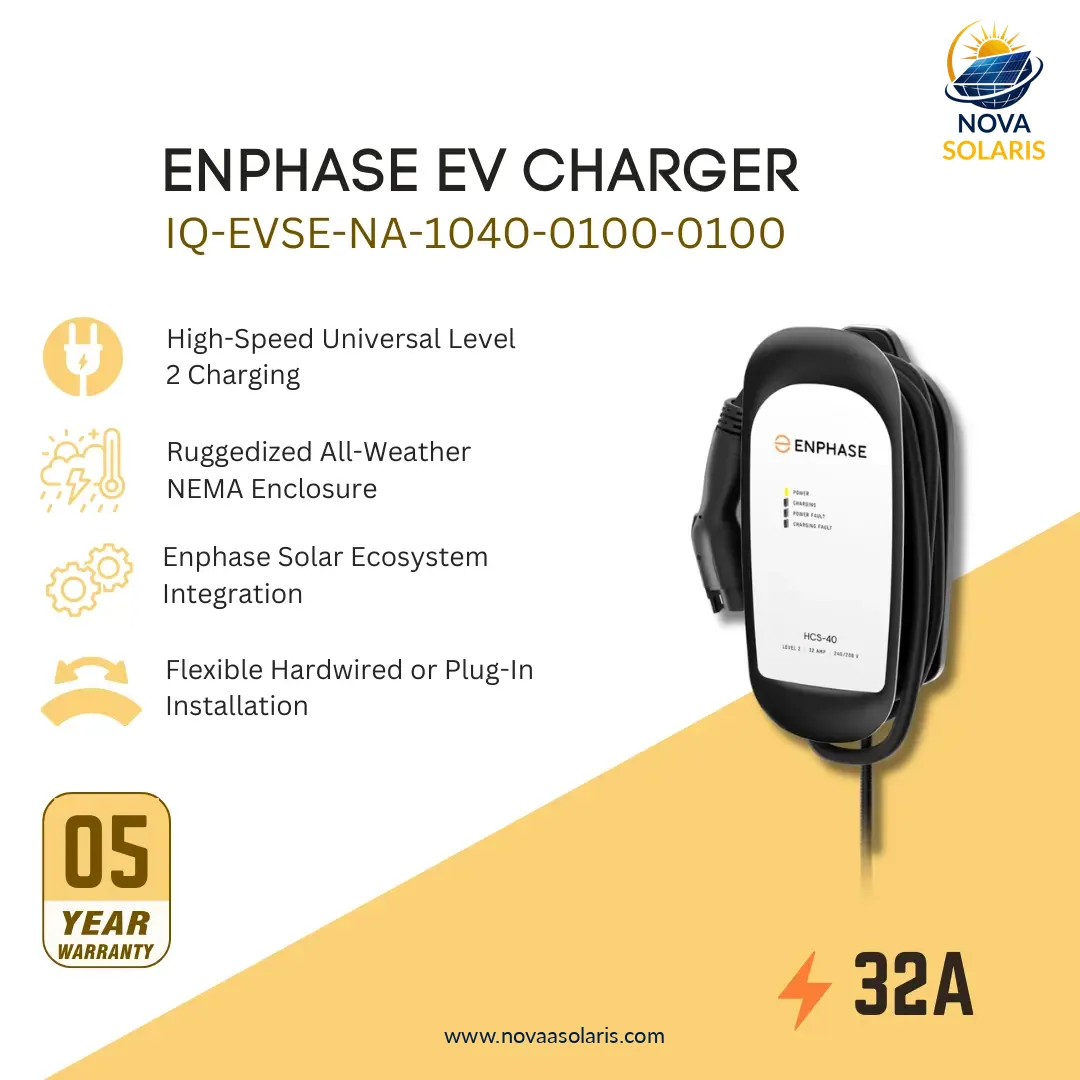 Enphase IQ40 IQ-EVSE-NA-1040-0100-0100 32A 240VAC Hardwired EV Charger