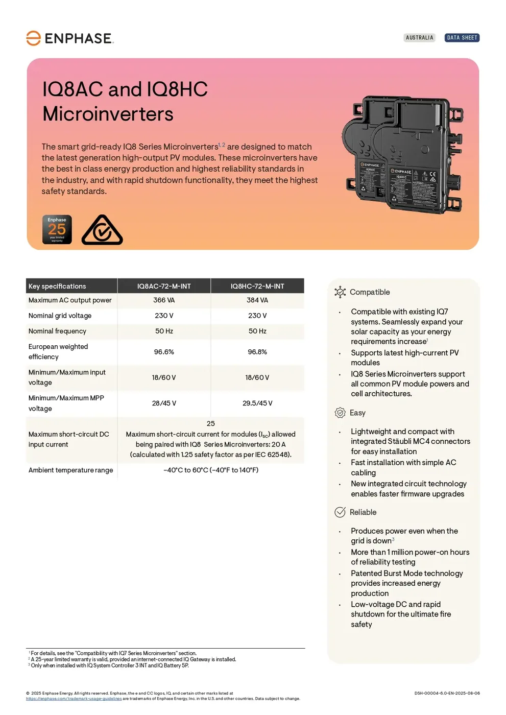 Enphase IQ8AC-72-M-US-2545 IQ8AC Microinverter, 366 VA PeakPpower — visuel 2