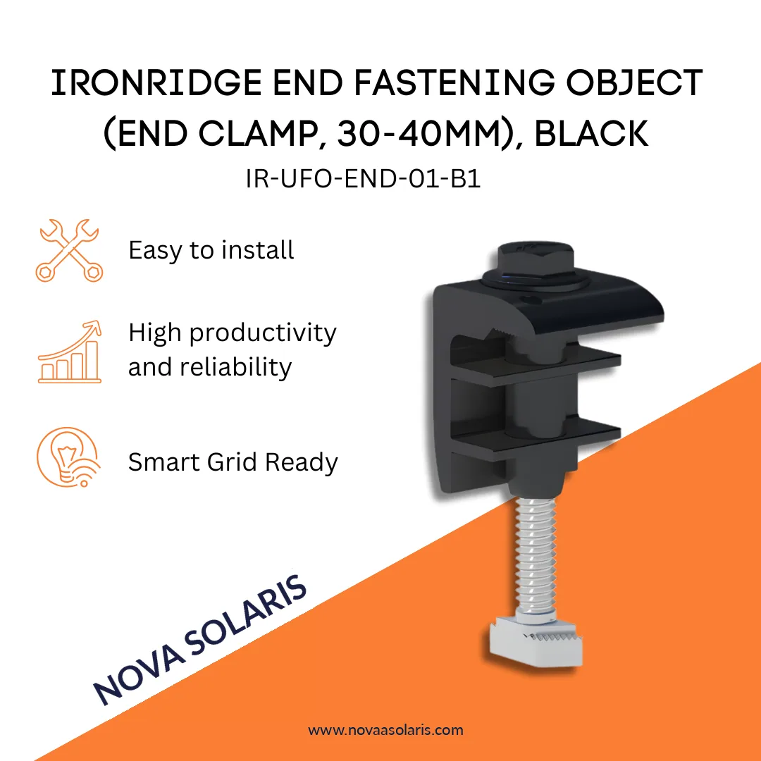 Ironridge End Fastening Object (End Clamp, 30-40MM), Black (Priced as each)