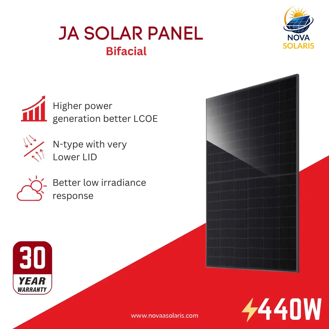 JA Solar JAM54D41-440MB440Watt 54 Cell All Black Bifacial Solar Panel