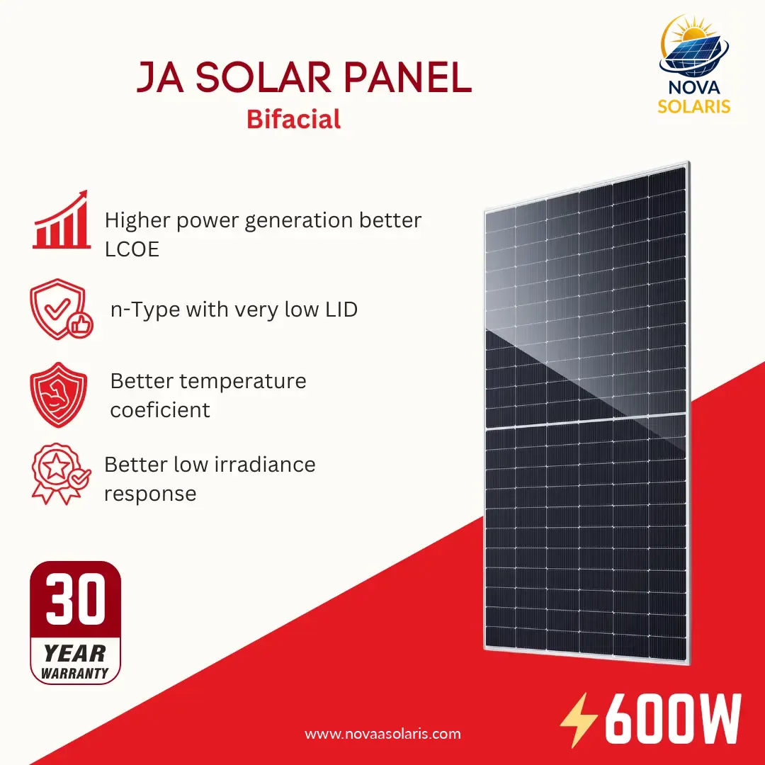 JA Solar JAM72-D40-600MB 600W 144 Half-Cell Silver Frame Bifacial Panel