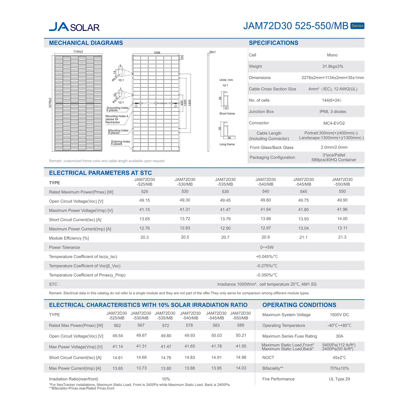 JA Solar JAM72D30-550/MB 550Watt 144 Half-Cell Silver Frame Monocrystalline Panel — visuel 2