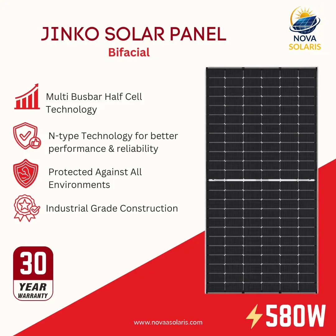 Jinko JKM580N-72HL4-BDV 580Watt 144 Half-Cell Silver Frame Bifacial Solar Panel