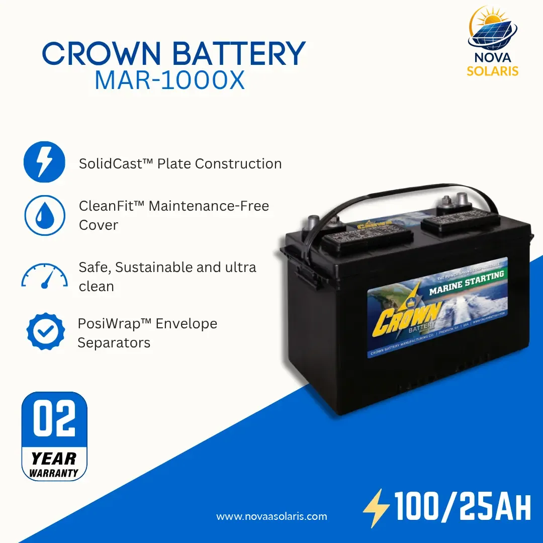 Crown MAR-1000X 100/25Ah 12VDC New Wave Marine Battery
