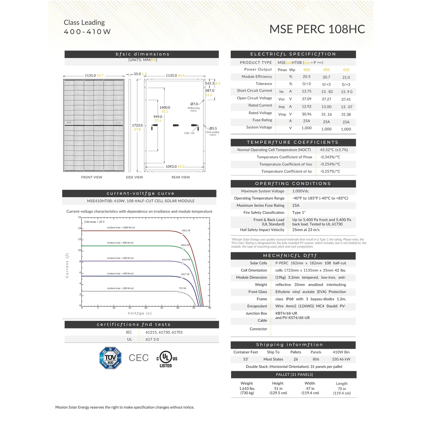 Mission Solar MSE410HT0B 410Watt 108 Half-Cell Black on Black Monocrystalline Solar Panel — visuel 2