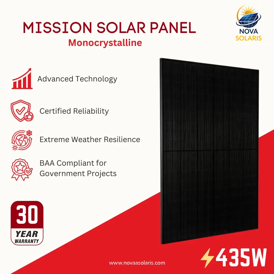 Mission Solar MSX10-435HN0B 435 Watt 108 Half-Cell N-Type All Black Solar Panel