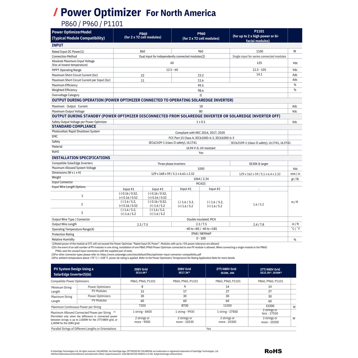 SolarEdge P1101-4NMYMRT 1100 watt Power Optimizer — visuel 2