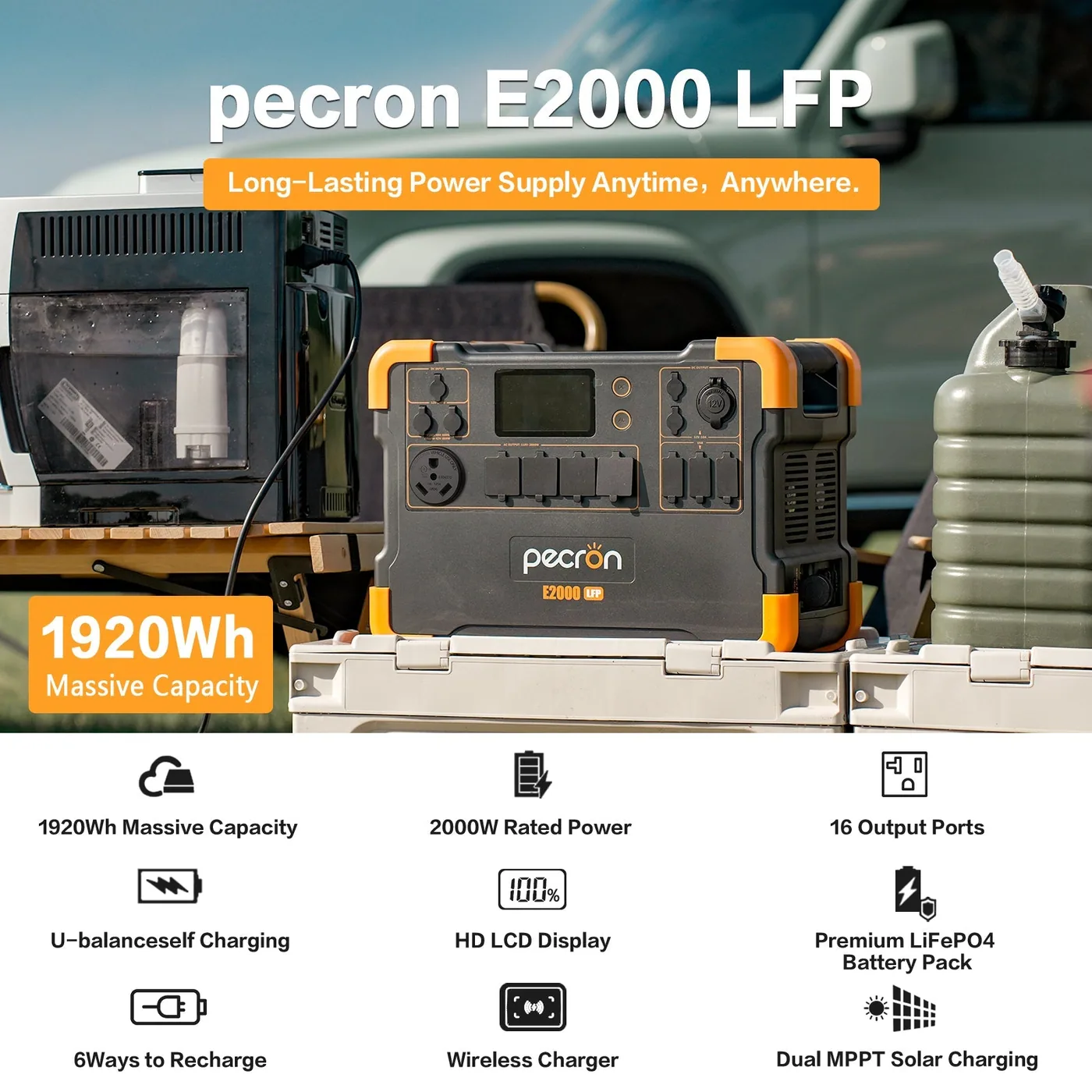 PECRON E2000LFP Expandable Portable Power Station 2000W 1920Wh — visuel 13