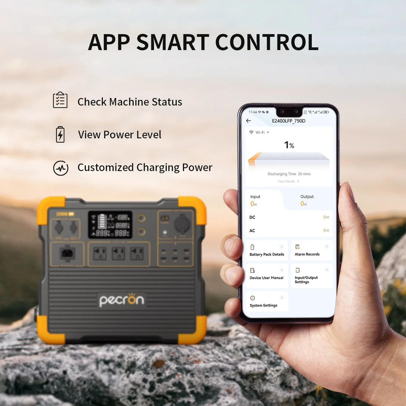 PECRON E2400LFP Portable Power Station 2400W 2048Wh — visuel 5