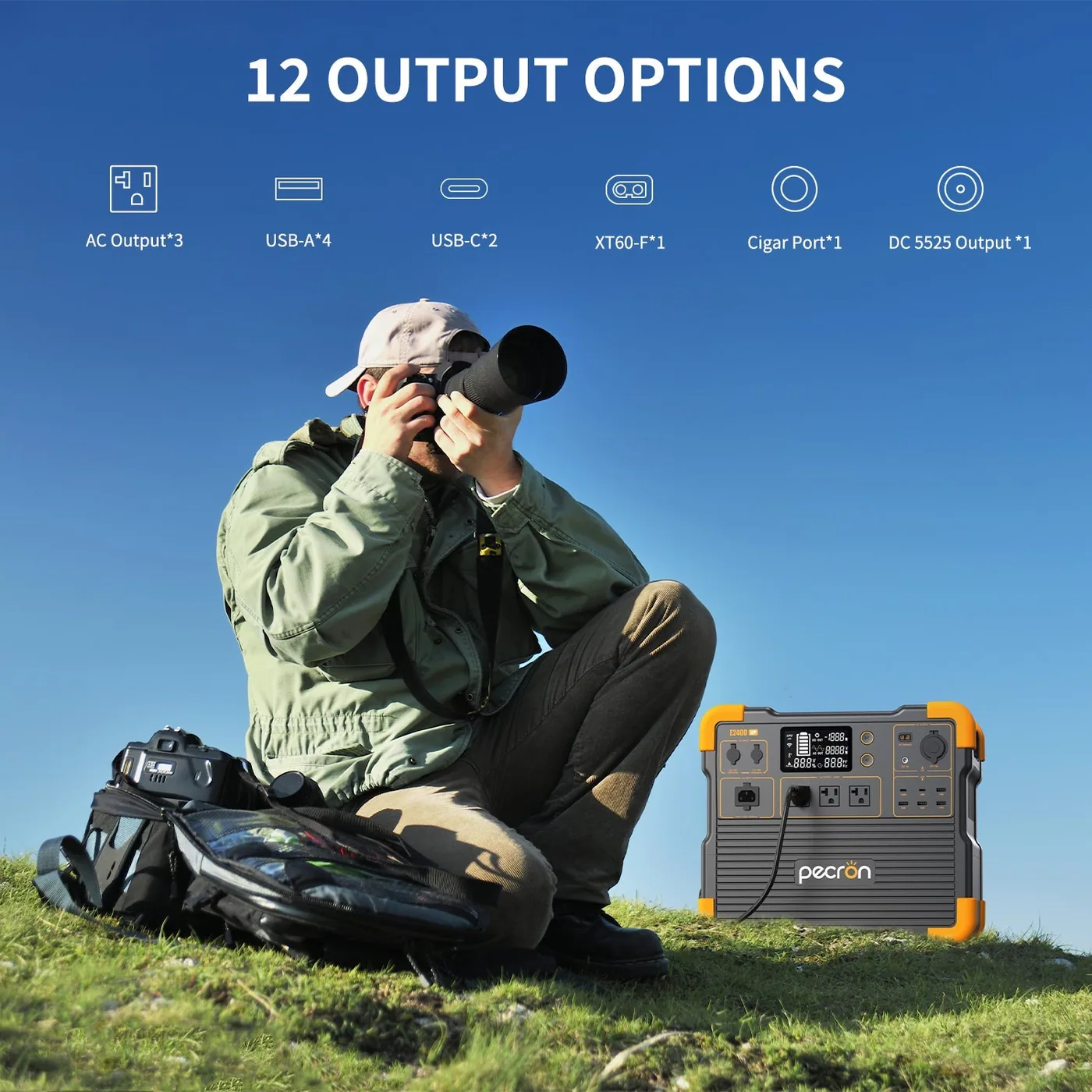 PECRON E2400LFP Portable Power Station 2400W 2048Wh — visuel 9