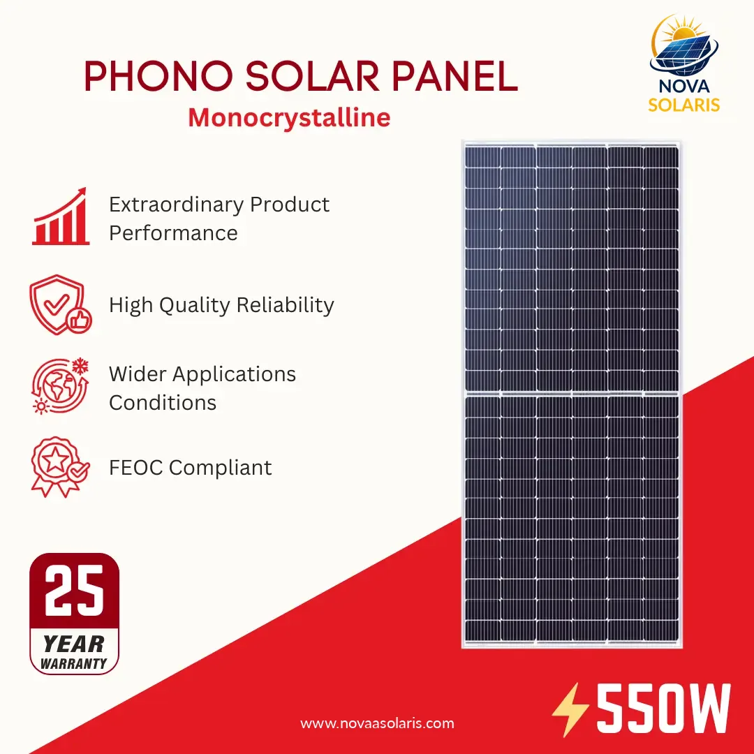 Phono Solar PS550M8H-24-THB 550Watt Monocrystalline Silver Frame Solar Panel- FEOC Compliant