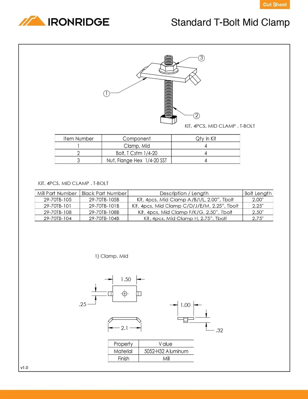 QuickMount QMR-UMC3045-B-20 30-45mm, Black Universal Mid Clamp with Bonding — visuel 2