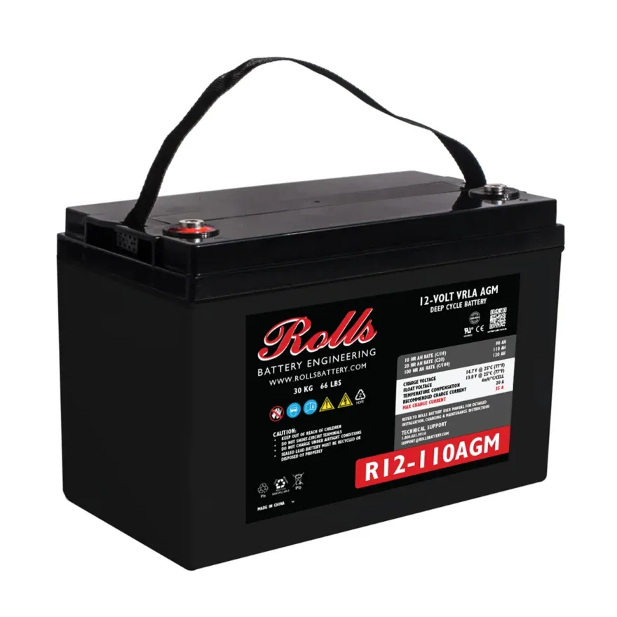 Rolls Surrette R12-110AGM 110Ah 12VDC AGM Deep Cycle Battery — visuel 3