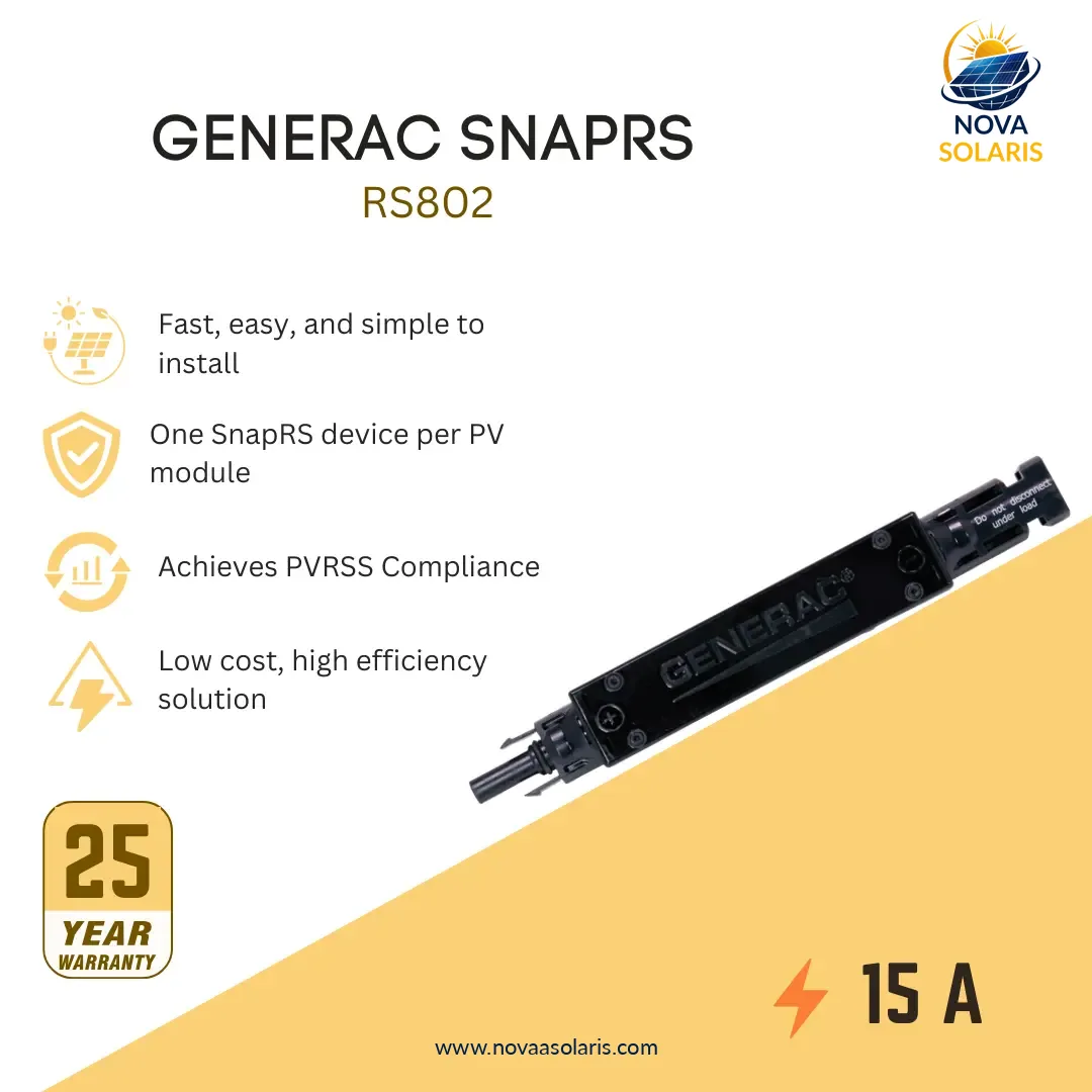 Generac RS802 SnapRS Gen2 RS802 Inline PV Disconnect for NEC 2017