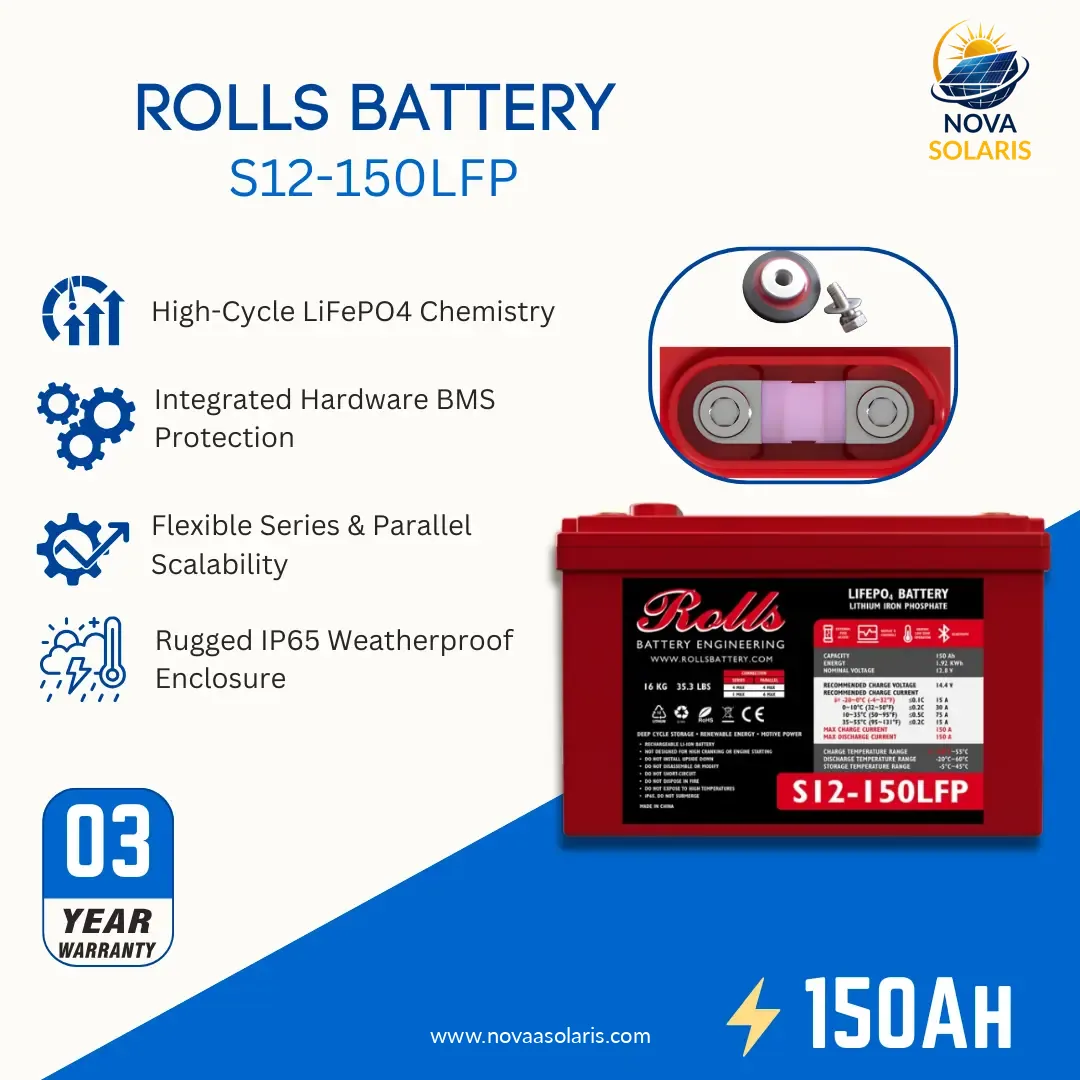 Rolls Surrette S12-150LFP 12VDC 150Ah Lithium Battery