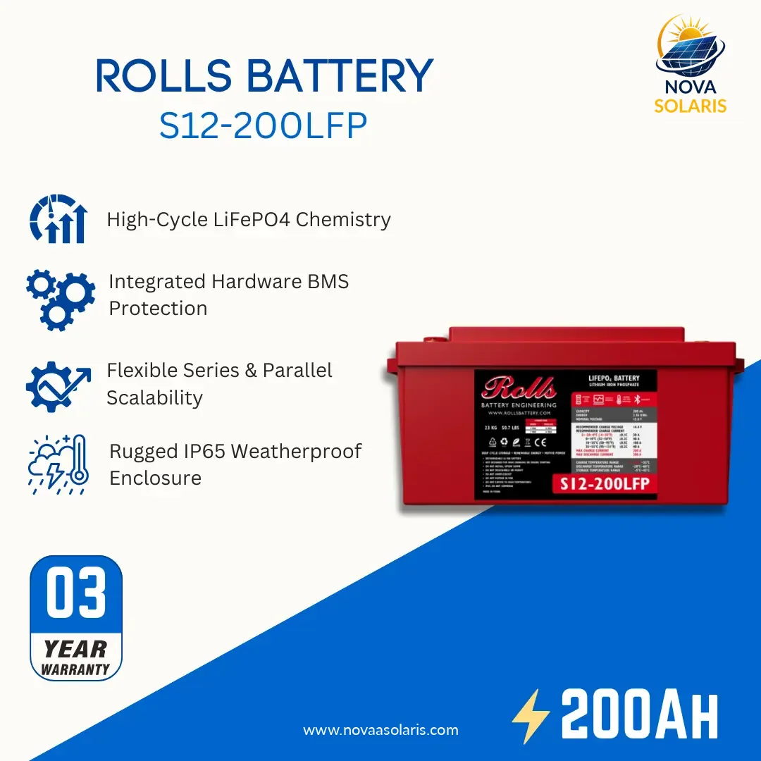 Rolls Surrette S12-200LFP 12VDC 200Ah Lithium Battery