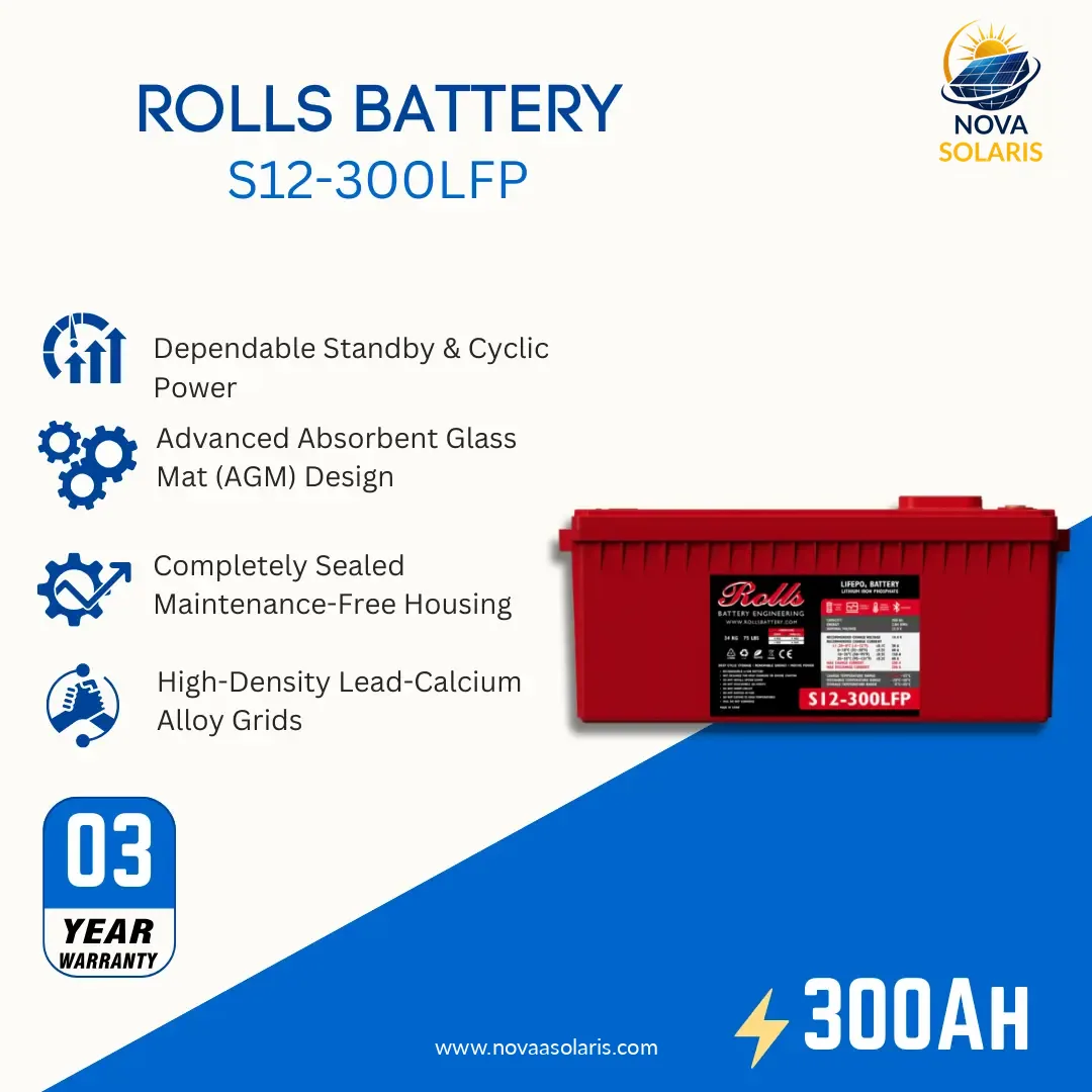 Rolls Surrette S12-300LFP 300Ah 12VDC Lithium Battery
