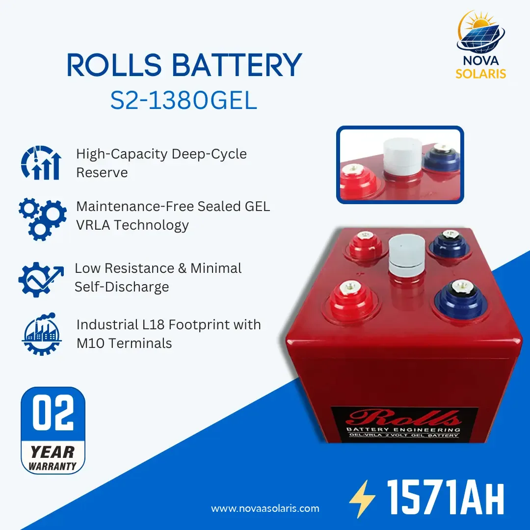 Rolls Surrette S2-1380GEL 2VDC 1571Ah Deep Cycle GEL Battery