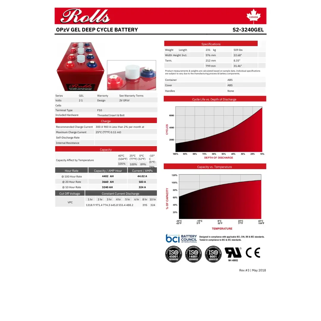 Rolls Surrette S2-3240GEL 2VDC 3660Ah Deep Cycle GEL Battery — visuel 2