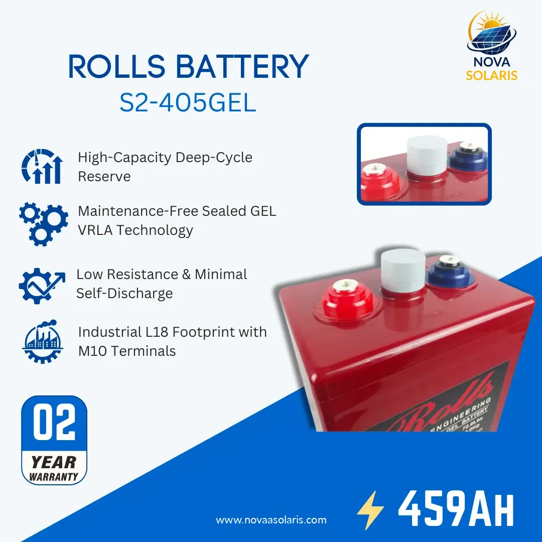 Rolls Surrette S2-405GEL 2VDC 459Ah Deep Cycle GEL Battery