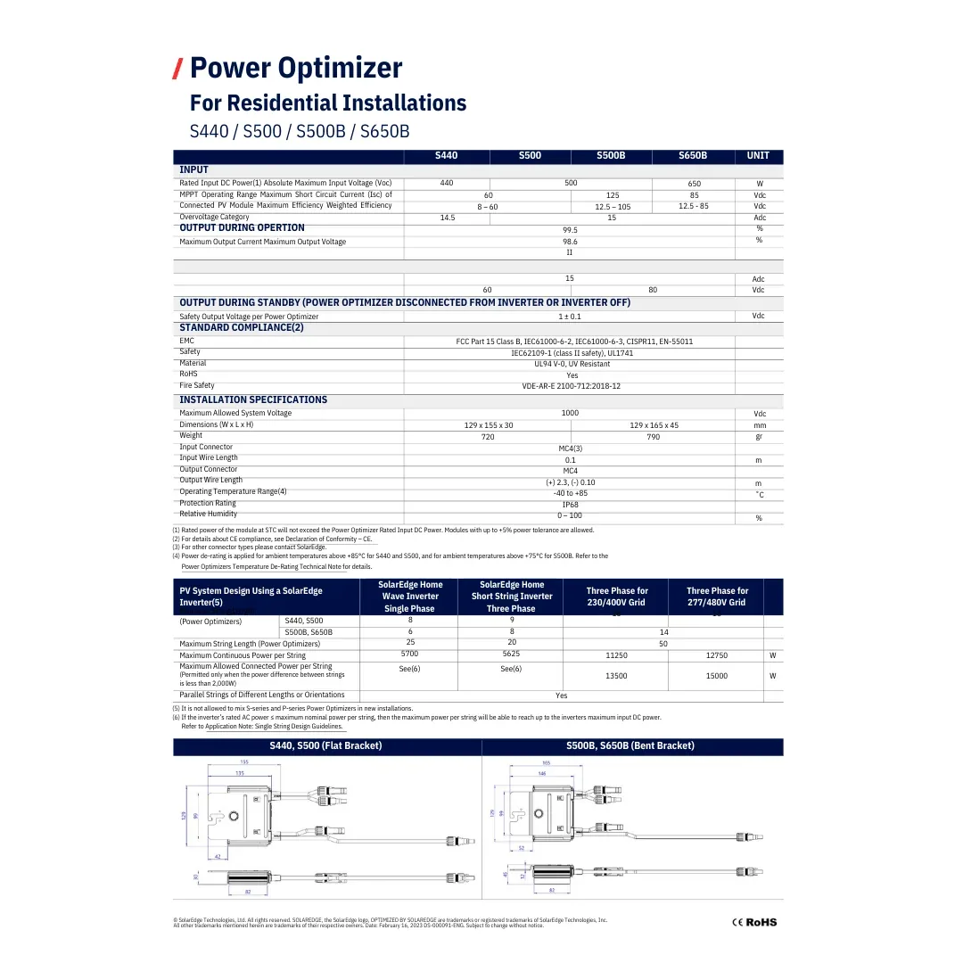 SolarEdge S500 500W/ 60V Power Optimizer — visuel 2