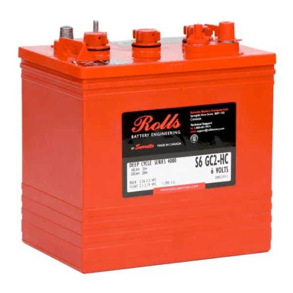 Rolls Surrette S6-GC2 6VDC 210Ah Flooded Deep Cycle Battery — visuel 3