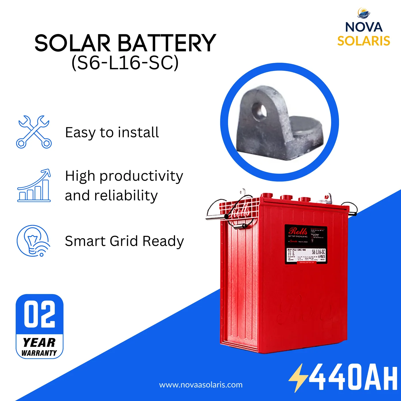 Rolls Surrette S6-L16-SC 6VDC 487Ah Deep Cycle Battery
