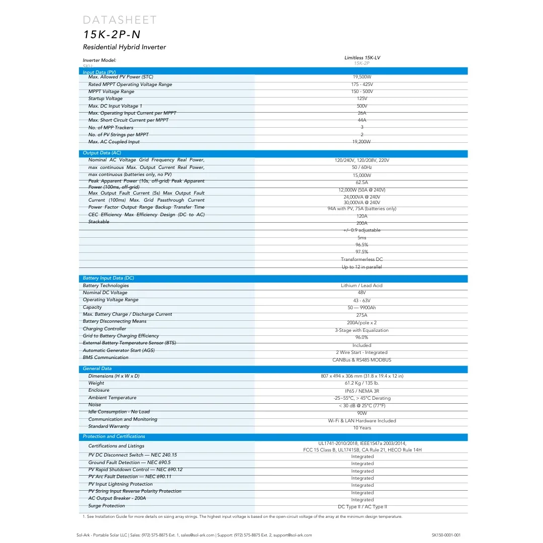 SolArk 15k Hybrid Inverter (SA-15K-2P-N) — visuel 2