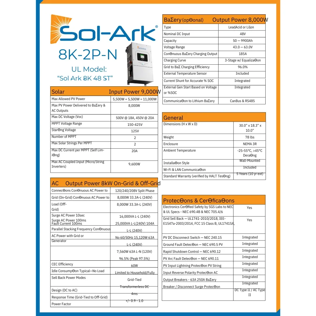 Sol-Ark-8K Hybrid Inverter (SA-8K-2P) — visuel 2